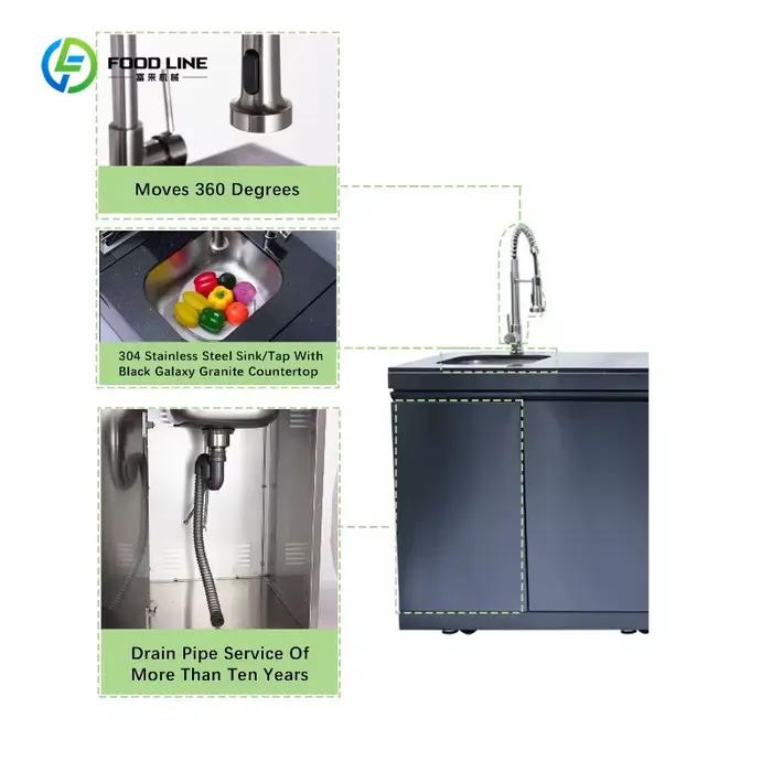Cuisine extérieure sur mesure en gros avec évier et robinets – Ensemble élégant et durable, idéal pour jardin, terrasse, fêtes et activités de plein air