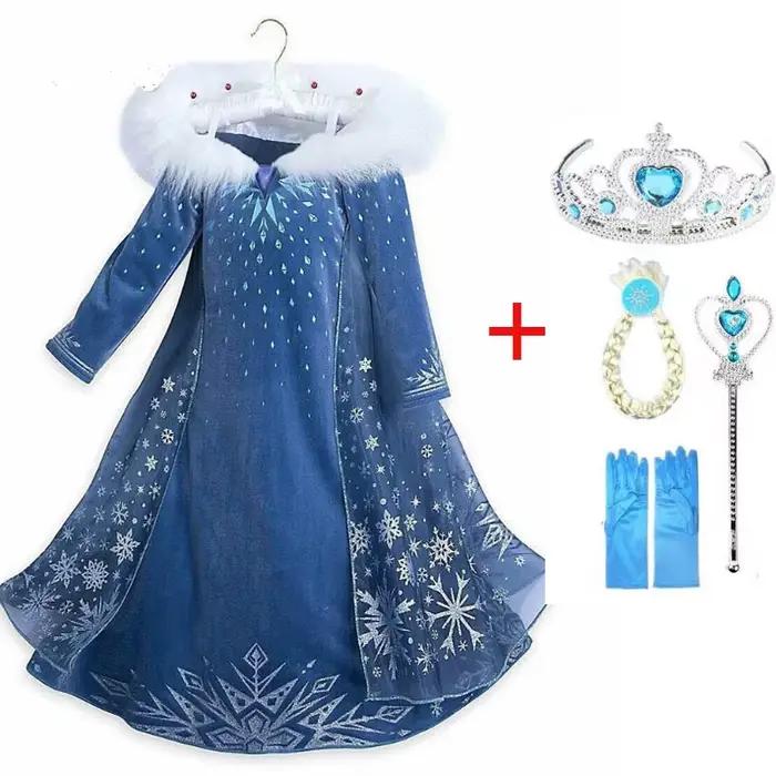 Robe Elsa pour filles, vêtements de fête Cosplay, imprimé reine des neiges Anna, robe de princesse d'anniversaire, Costume pour enfants, nouvelle collection 2024
