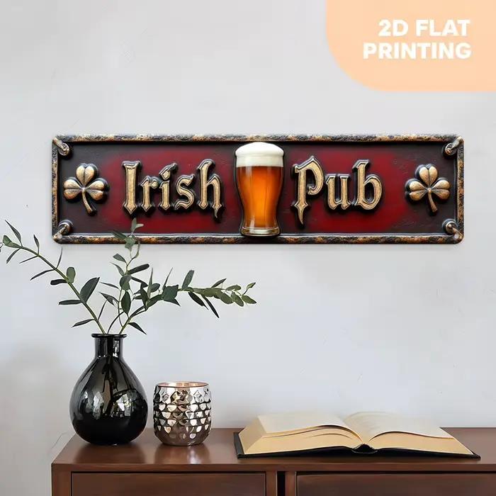 Panneau mural plat 2D en métal pour Pub irlandais Vintage