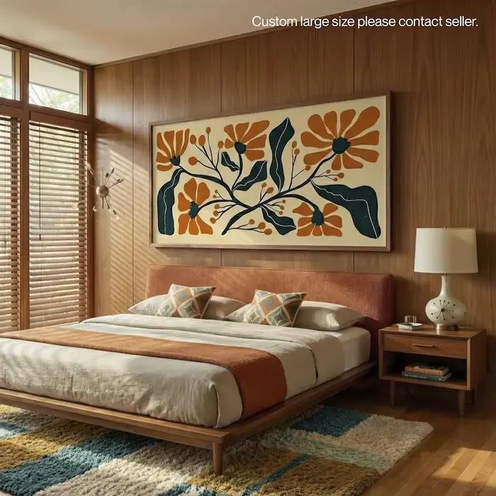 Impression sur toile florale abstraite moderne style bohème
