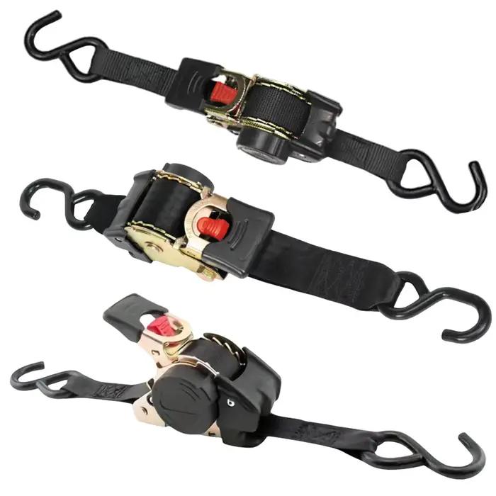 Sangle de tension rétractable pour voiture, sangles auto-rétractables à cliquet 1 pouce x 7 pieds, corde de tension pour moto et camion