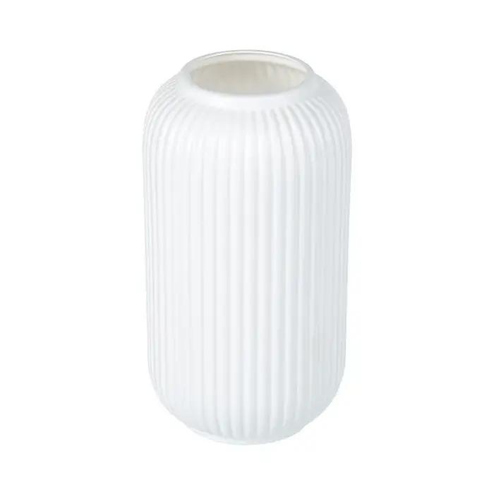 Vase en plastique chic à rayures imitation céramique pour fleurs - Pièce décorative florale durable et facile à placer