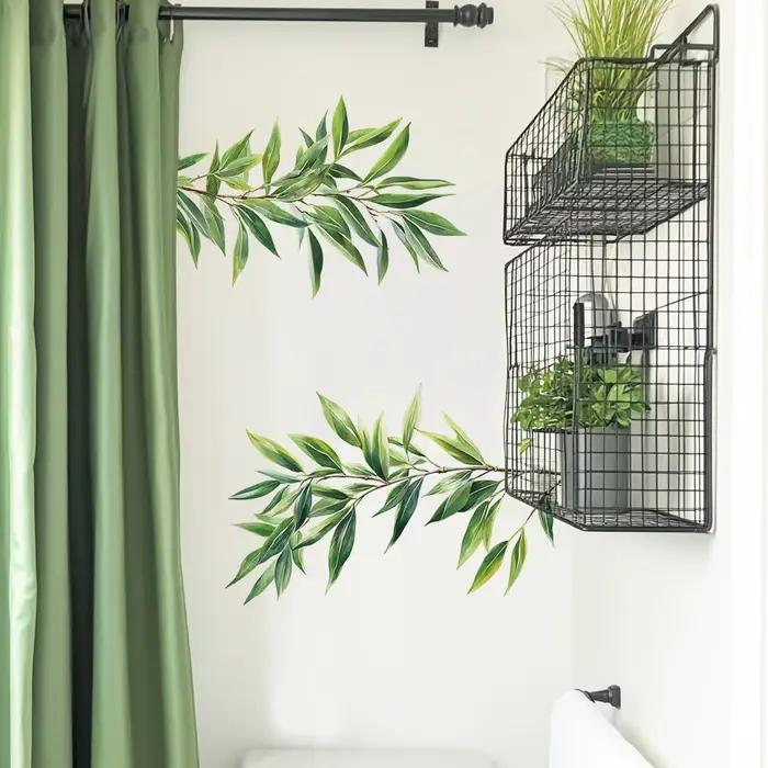 Feuilles vertes bambou Stickers muraux pour salon chambre PVC