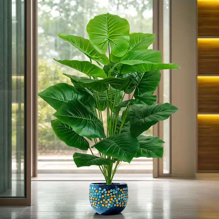 Palmier artificiel de 100cm avec 18 feuilles pour la décoration intérieure et extérieure occasions spéciales mariage anniversaire
