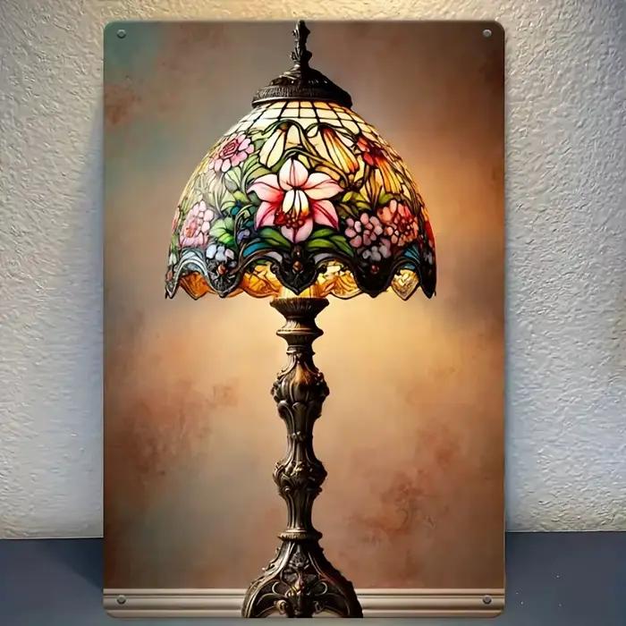 Lampe en verre teinté style Tiffany vintage
