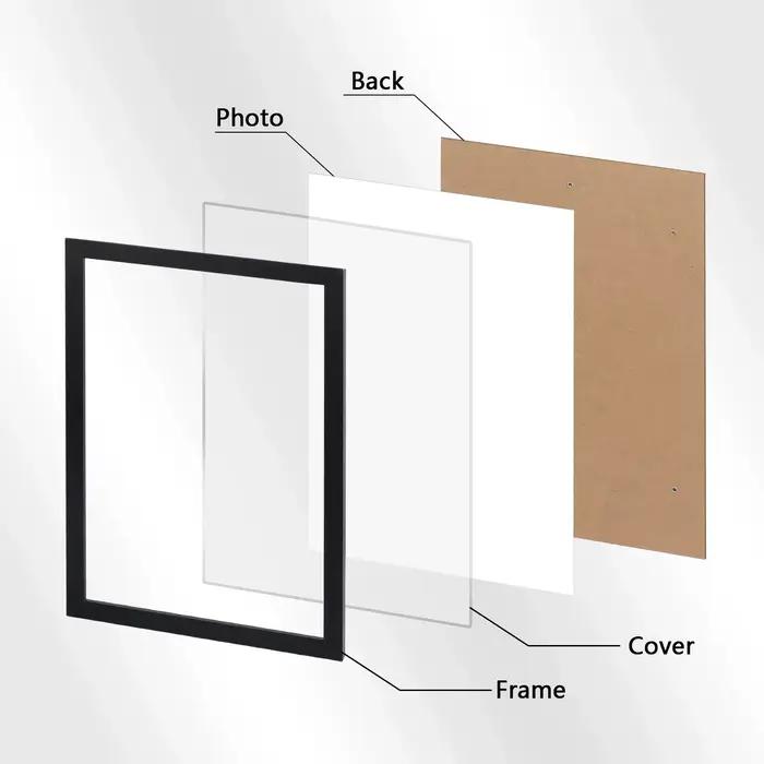 Cadre photo 21x30cm noir et blanc en imitation bois, peut être accroché au mur, avec certificat, pour affiche, toile ou peinture décorative.
