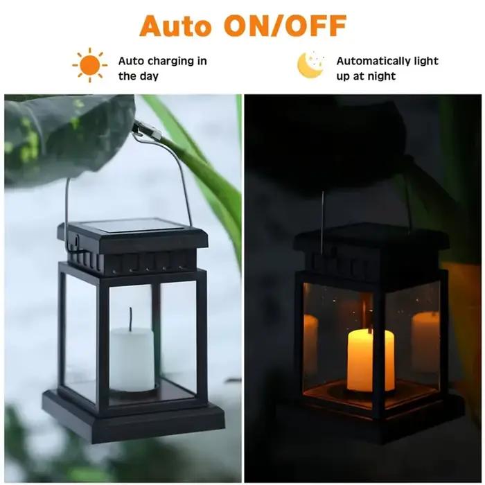 Lanterne Solaire Étanche à Bougie pour Décoration d'Extérieur, Luminaire Décoratif Idéal pour Jardin, Pelouse, Cour ou Arrière-Cour, 1 Pièce