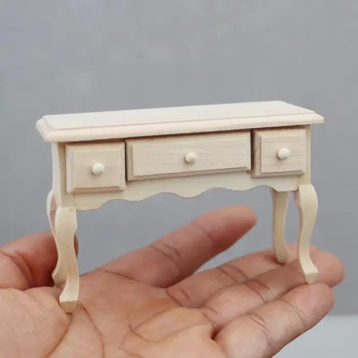 Table miniature en bois 1:12 pour maison de poupée, table à manger, table basse, bureau d'ordinateur, meubles de salon, modèle artisanal, jouets décoratifs
