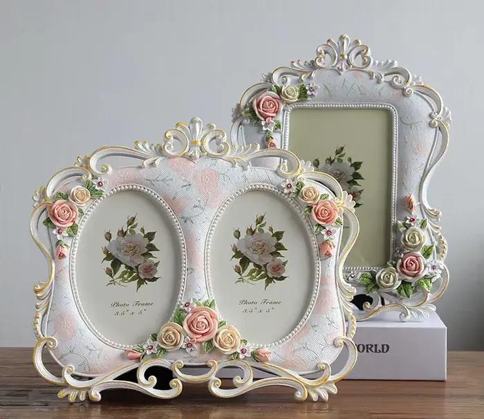 Cadre photo en résine artisanale peint à double trou style européen moderne pour femmes occasions spéciales