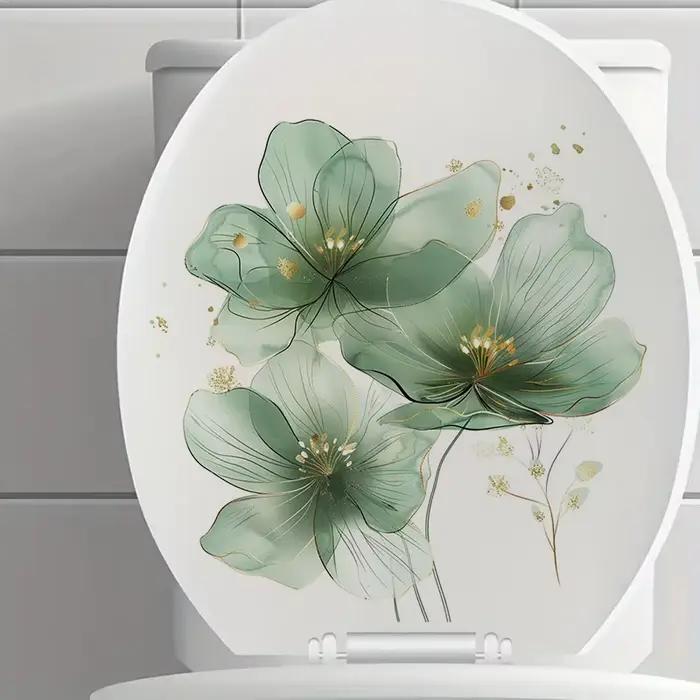 Autocollants de toilettes à fleurs vertes modernes pour salon mur chambre à coucher décoration maison voiture auto adhésifs