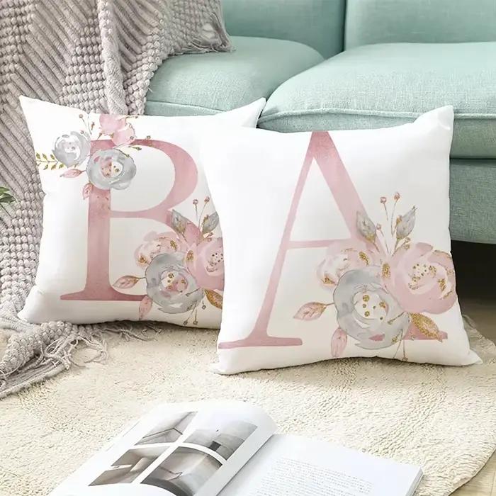 45x45cm rose lettre coussin taie d'oreiller décoratif canapé Polyester