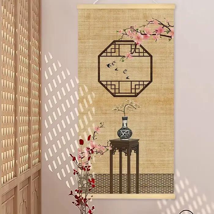 Tapisserie murale suspendue en bambou chinois