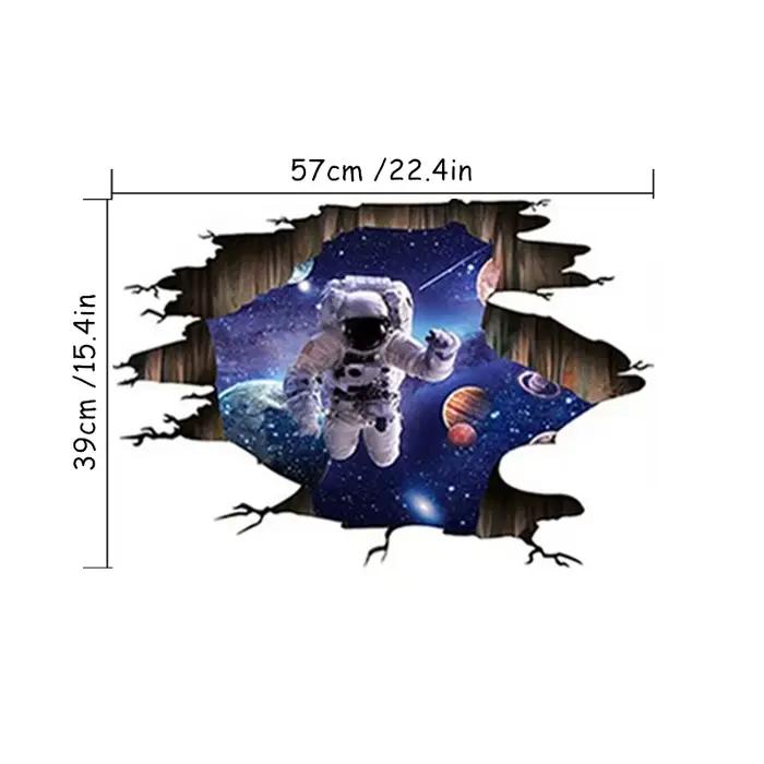 Stickers muraux 3D en vinyle motif astronaute spatial et planètes étoilées décoration intérieure pour chambres esthétiques et plafonds occasion spéciale chambre à coucher salon bureau