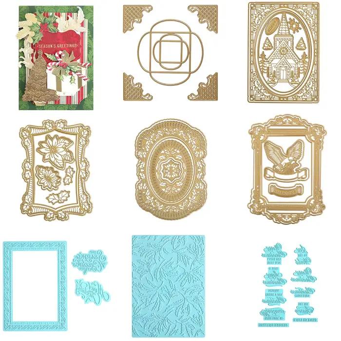 Matrices de découpe métalliques Nouveauté 2026 Scène de Noël aux chandelles pour Scrapbooking, Embossage, Cartes de vœux, Album d'anniversaire DIY, Fait main