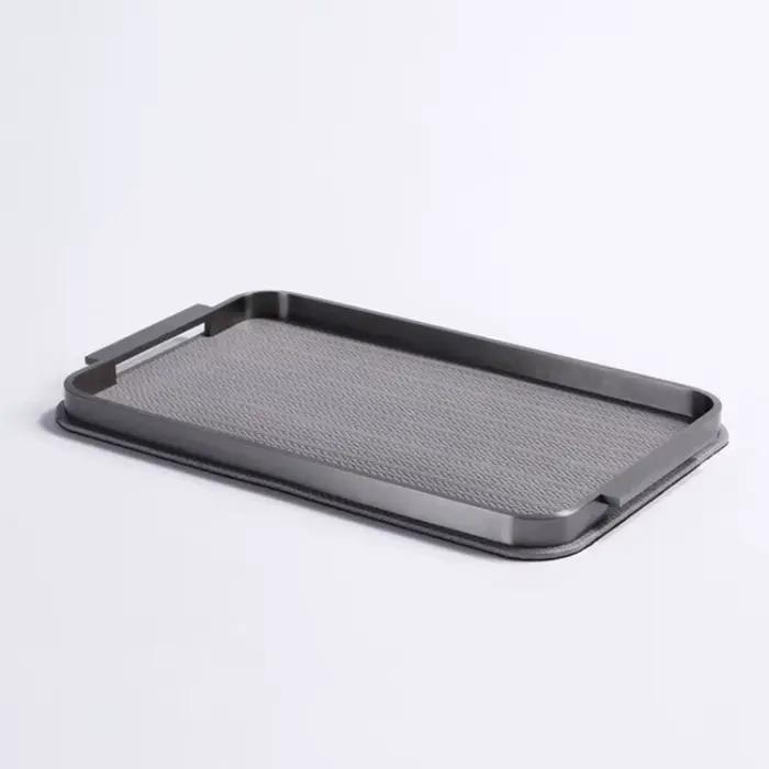 Plateau en métal et cuir, plateau de rangement de luxe moderne, plateaux de bureau décoratifs pour la maison, accessoires de décoration esthétique pour salle à manger