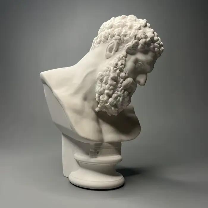 Sculpture de tête Hercules en plâtre blanc