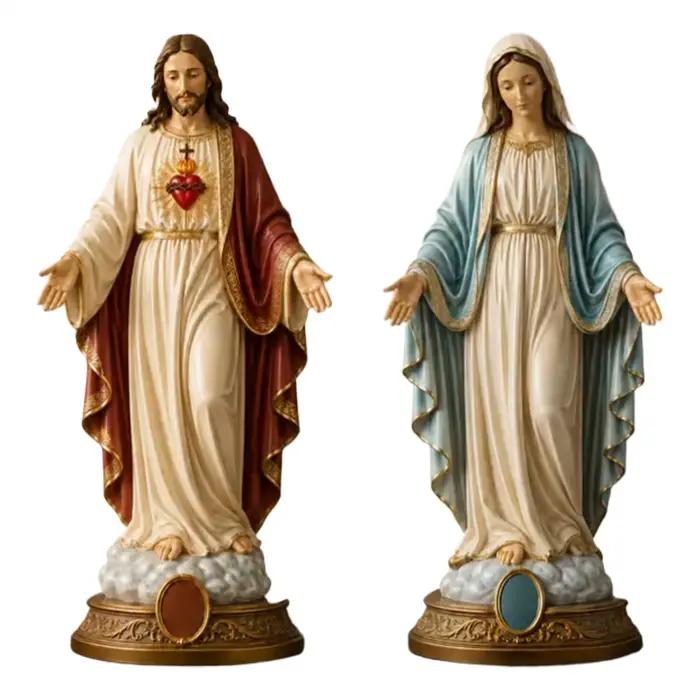 Statue de Marie 20 cm, figurine religieuse de Jésus-Christ, statues religieuses pour chambre à coucher, salon, bureau, jardin, cour, extérieur