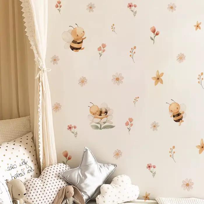 Boho Cartoon équation fleurs Stickers muraux pour chambre d'enfant