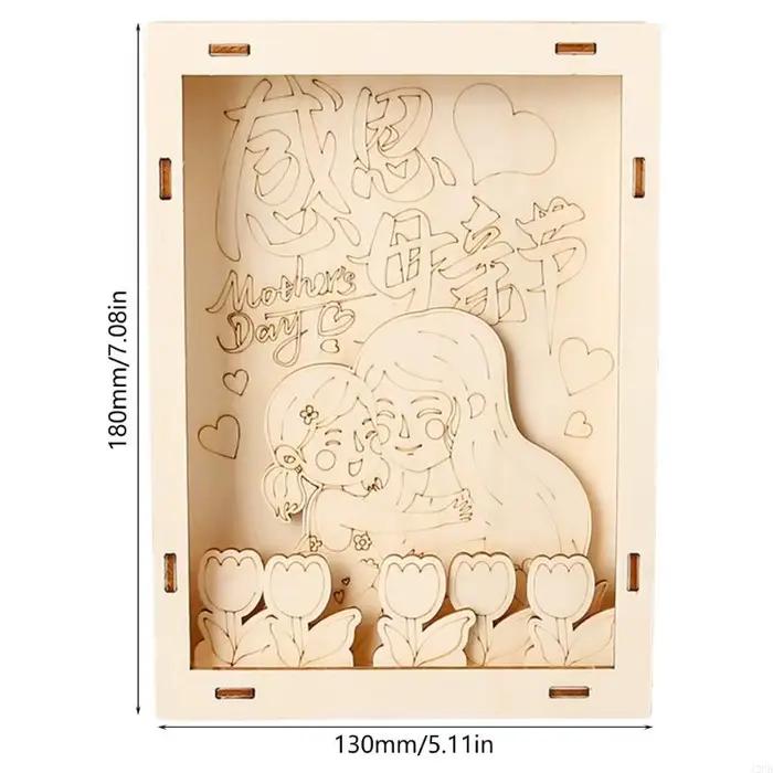 Cadre photo en bois pour fête des mères, ensemble artisanal pour enfants, activité familiale amusante projet artistique