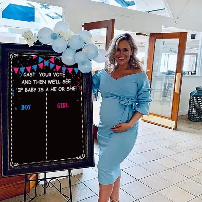 1 Ensemble de décorations et fournitures de fête pour révélation du sexe (garçon ou fille), jeux pour la vote, cadeaux pour la fête prénatale et la famille