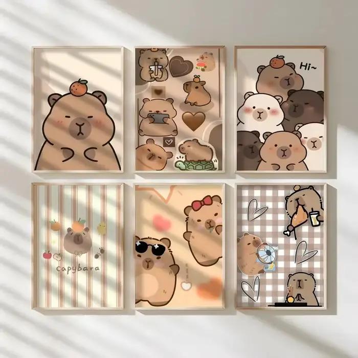 Capybara CuteAnimal Vintage peinture affiche mur Art impression étanche maison salon chambre Bar décor esthétique