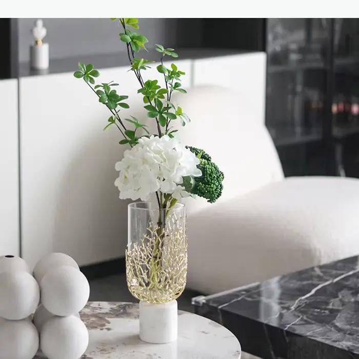Vases en verre en forme de branches de corail dorées, pots à fleurs, décorations de table, arrangements floraux, vases décoratifs pour l'esthétique de la pièce
