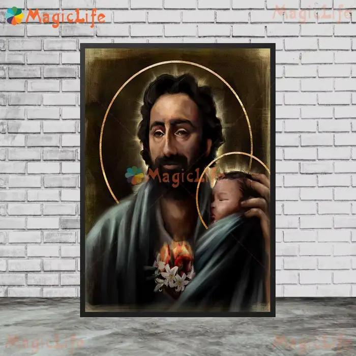 Affiche murale religieuse en toile impressionnée peinture de figurines moderne sans cadre pour décoration de maison bureau ou cadeau occasions spéciales