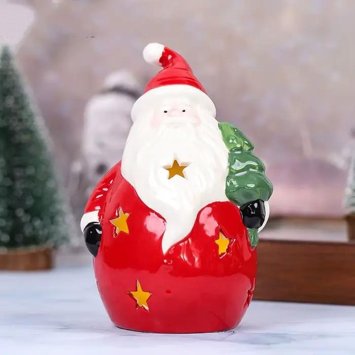 Artisanat en céramique veilleuse de noël mignon atmosphère créative lumière à la main artificielle