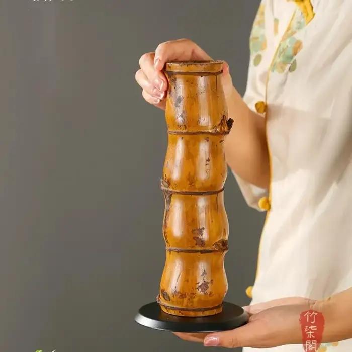 Vase à fleurs chinois en bambou Zen