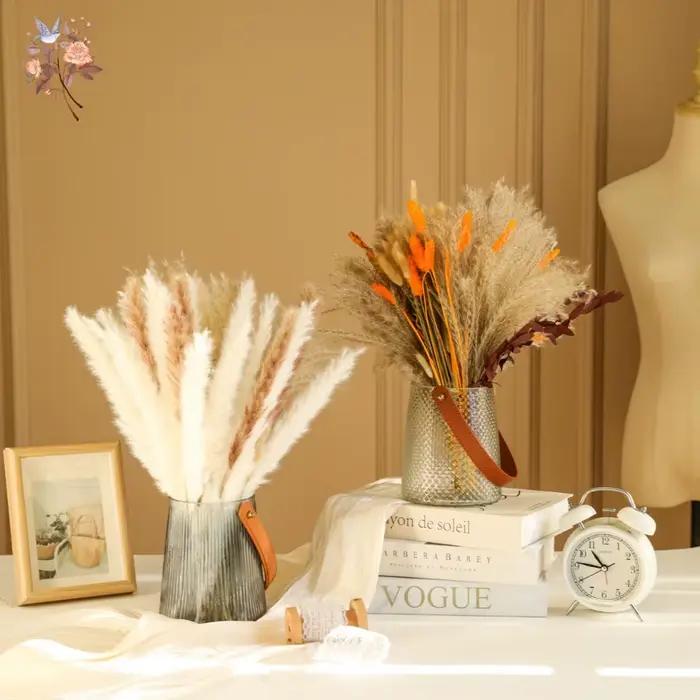 Bouquet de fleurs séchées naturelles Pampas, 70 pièces, plantes décoratives d'eucalyptus de blé pour mariages Boho, arrangements de maison