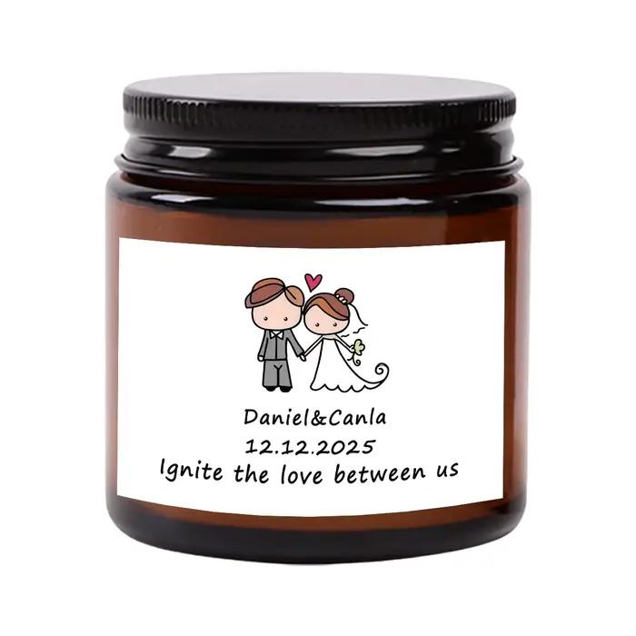3,5 onces / 70g Souvenir de mariage personnalisé Bougies parfumées personnalisées - un excellent cadeau pour les fêtes d'anniversaire et les mariages