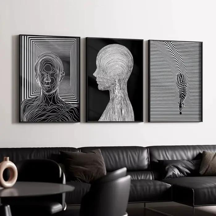 Affiche d'illusion d'optique noir et blanc
