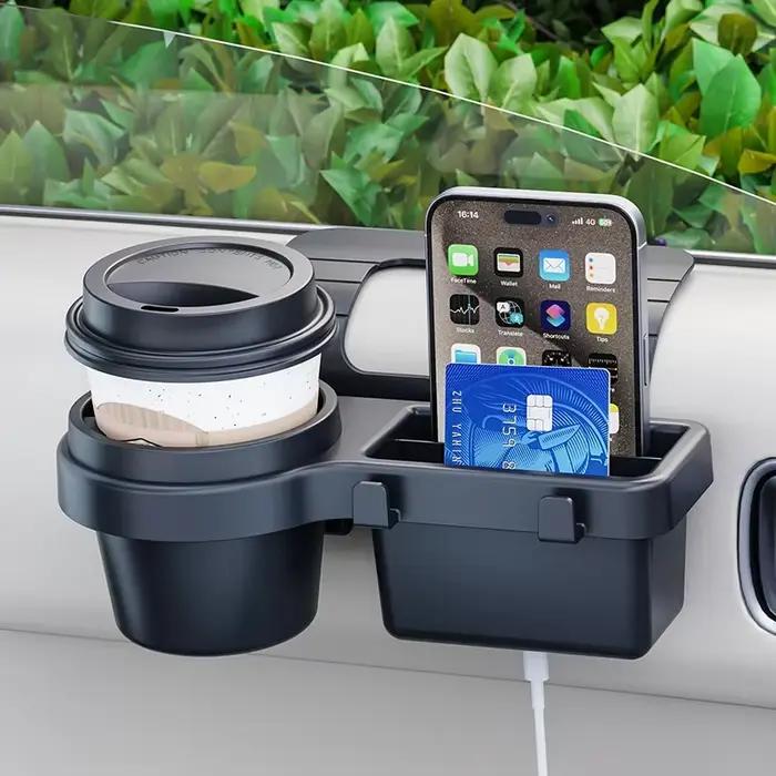 Support de téléphone pour porte-gobelet de voiture, plateau de rangement pour porte latérale, fenêtre, baril, poche, support de rangement suspendu avec accessoires intérieurs de voiture