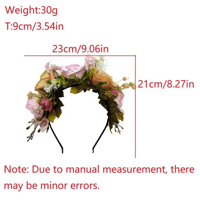 Accessoires pour cheveux hawaïens, couvre-chef de mariage léger, bandeau de fleurs de roses artificielles, couronne de fleurs de roses délicates pour mariage