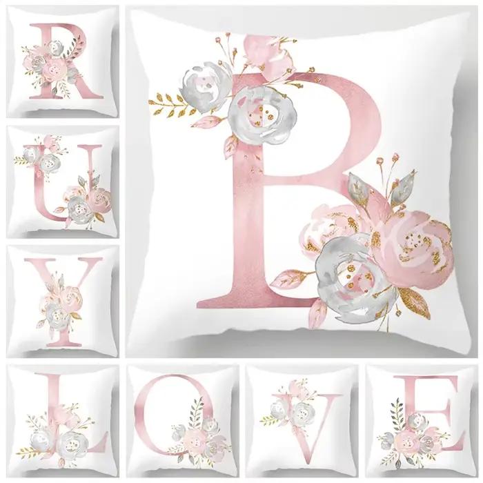 45x45cm rose lettre coussin taie d'oreiller décoratif canapé Polyester