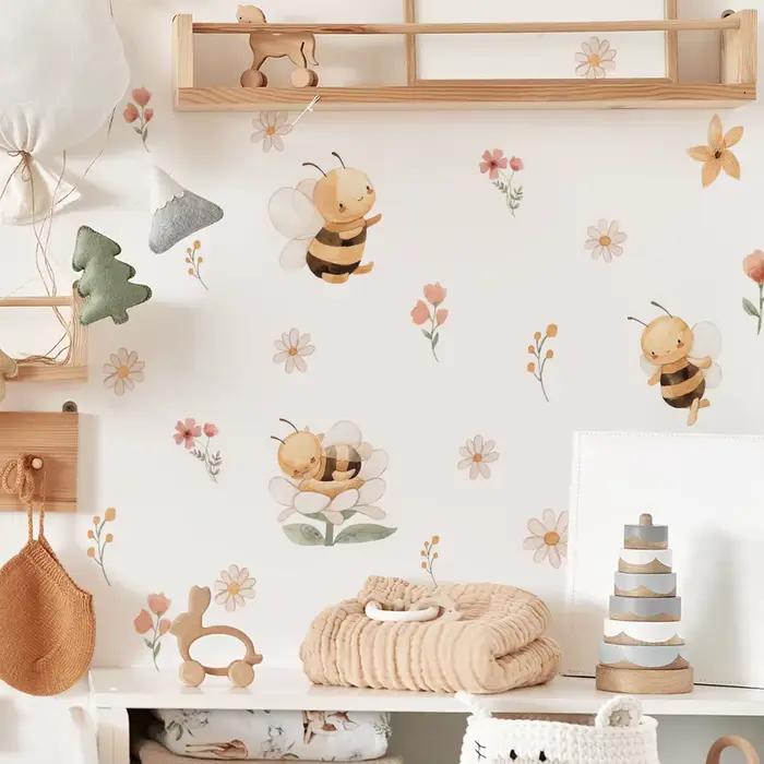 Boho Cartoon équation fleurs Stickers muraux pour chambre d'enfant
