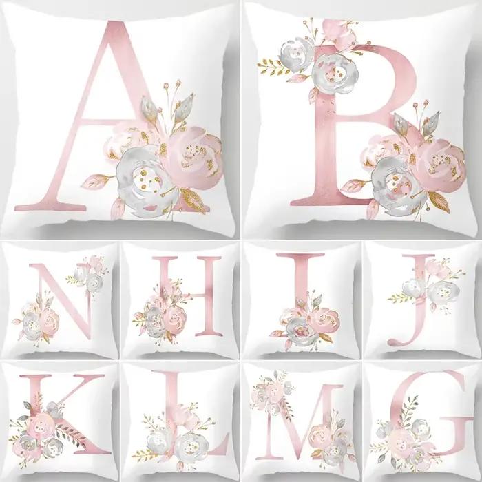 45x45cm rose lettre coussin taie d'oreiller décoratif canapé Polyester