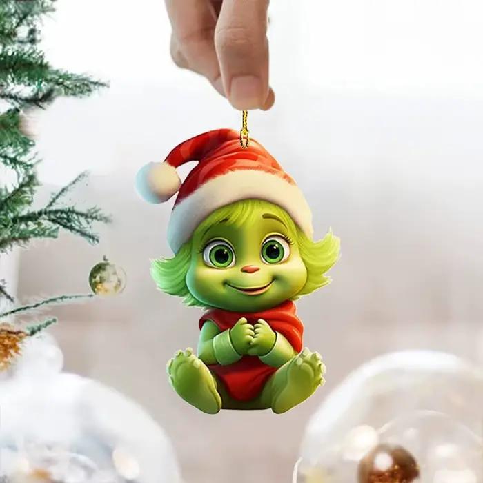 Ornements d'arbre de noël verts fantaisistes