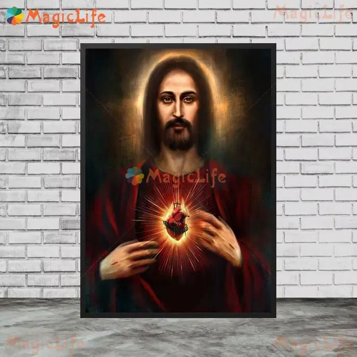 Affiche murale religieuse en toile impressionnée peinture de figurines moderne sans cadre pour décoration de maison bureau ou cadeau occasions spéciales