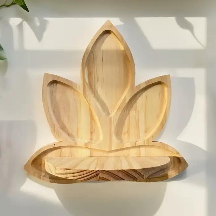 Étagères murales en bois en forme de fleur de lotus