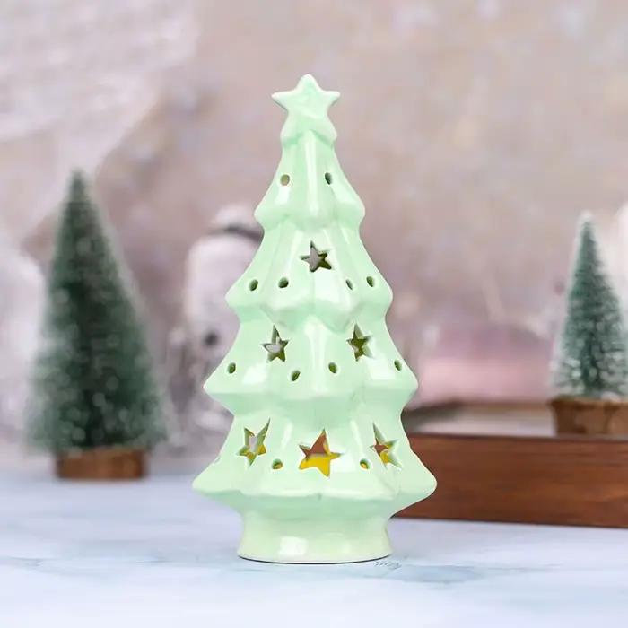 Artisanat en céramique veilleuse de noël mignon atmosphère créative lumière à la main artificielle