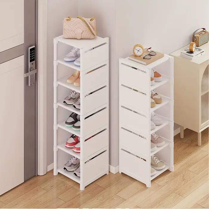 Étagère à chaussures à cadre métallique, étagères en tissu à plusieurs niveaux, gain de place pour baskets, sandales, entrée, assemblage facile, rangement de vacances