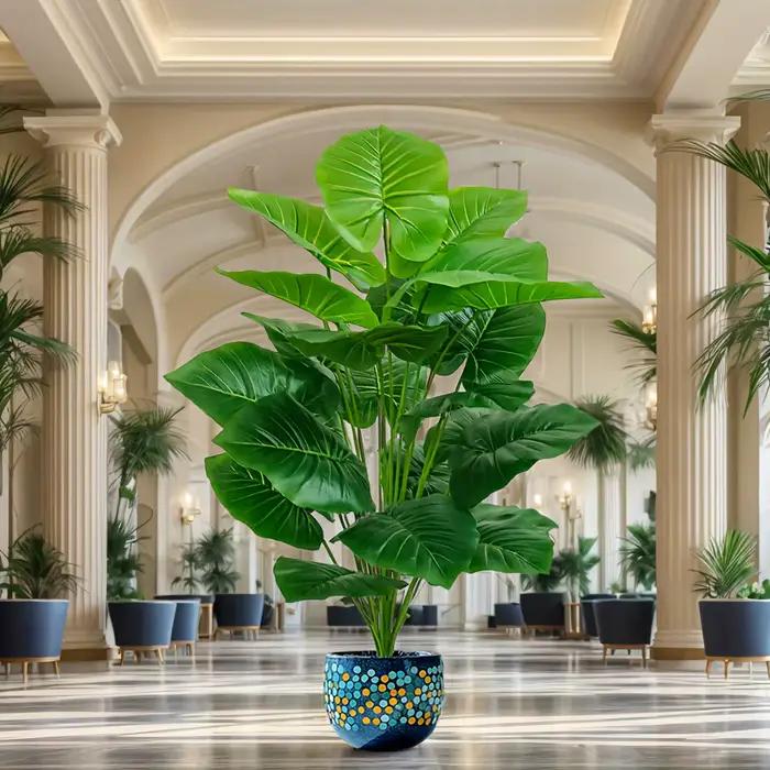 Palmier artificiel de 100cm avec 18 feuilles pour la décoration intérieure et extérieure occasions spéciales mariage anniversaire