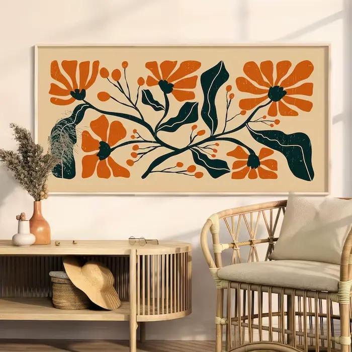 Impression sur toile florale abstraite moderne style bohème