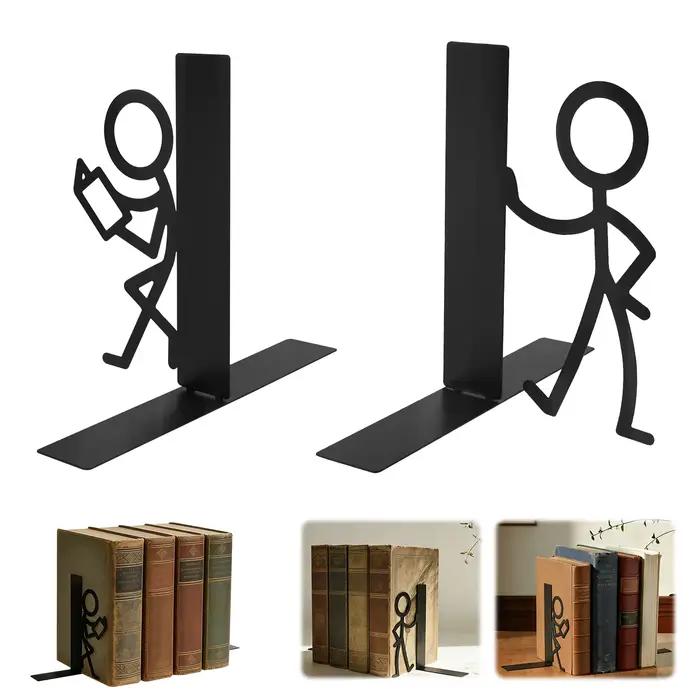 Lot de 2 serre-livres de bureau décoratifs en métal