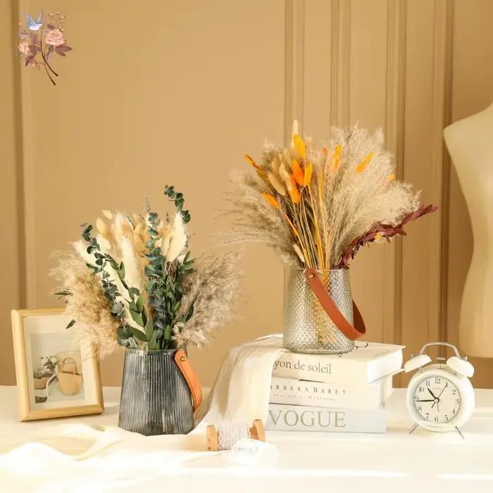 Bouquet de fleurs séchées naturelles Pampas, 70 pièces, plantes décoratives d'eucalyptus de blé pour mariages Boho, arrangements de maison