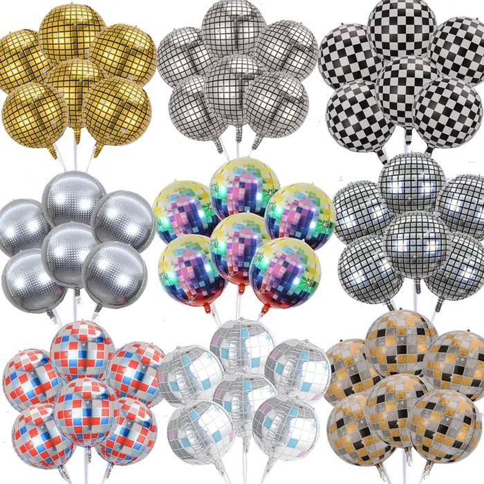 Ballons en aluminium colorés disco de 22 pouces, 6 pièces, ballons décoratifs rétro pour fête et salle de danse sur le thème disco