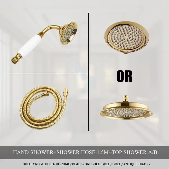 Pommeau de douche à effet de pluie doré en laiton
