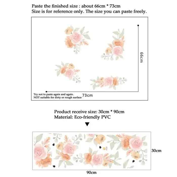 Sticker mural fleurs peintes à l'aquarelle