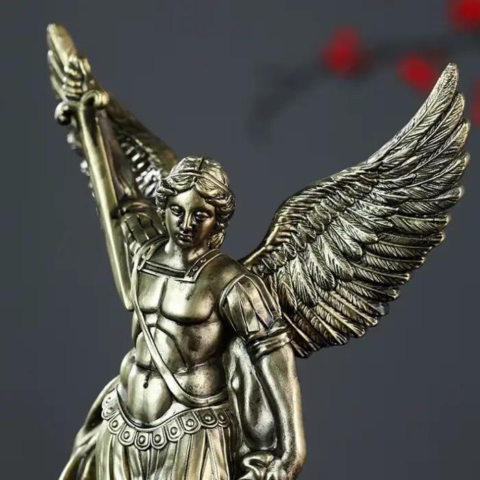 Statue d'ange de San Miguel en résine bronzée rétro